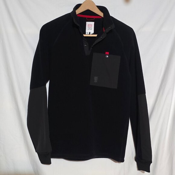 TOPO Designs 1/4 Snap Fleece Pullover - Black - Sz S* - Picture 3 of 5